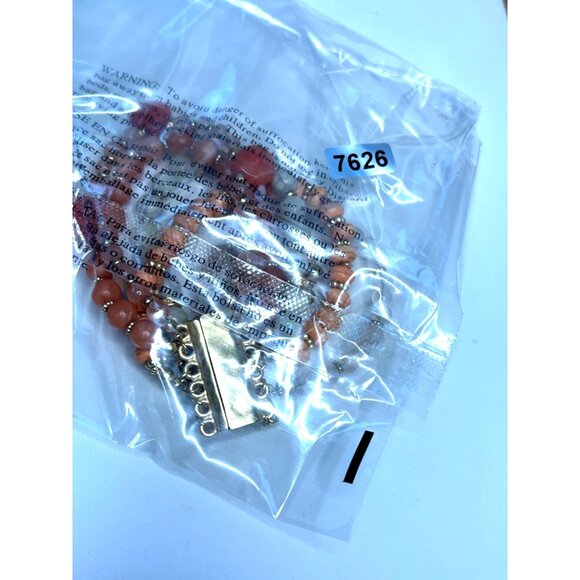 Chicos Multi-Strand Beaded Bracelet With Gold-Tone Accents & Coral Beads - Picture 10 of 10